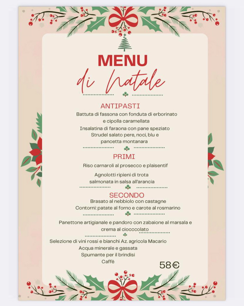 Menù Natale Cascina Dujs Menù Natale Cascina Dujs